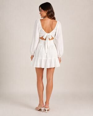 FOROLAV White Long Sleeve Mini Dress Size M NWT